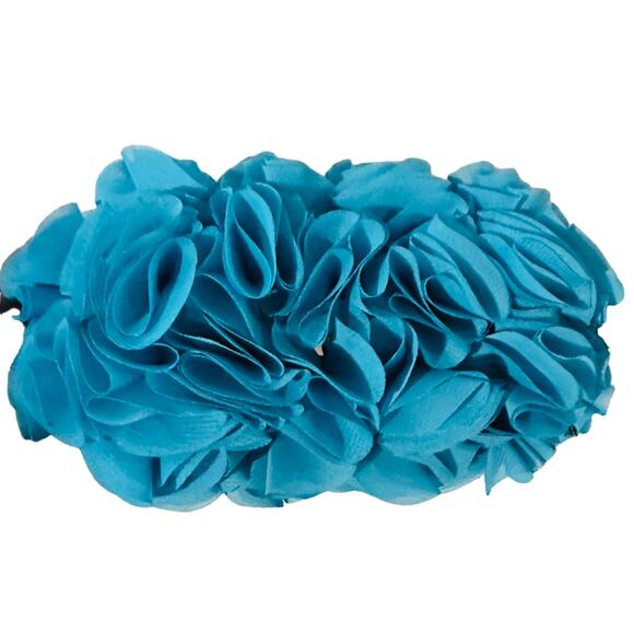 Teal Floral Vintage Clutch Bag, Glamorous Teal Evening Bag - Picture 3 of 7